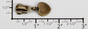 #5 Solid Heart Auto-lock Slider with Pull - M51Q for Metal (Antique Brass)