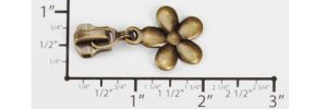 #5 Large Solid Flower Auto-lock Slider with Pull - M51SY for Metal (Antique Brass)