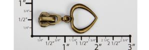 #5 Open Heart Large Auto-lock Slider with Pull - M51X18L for Metal (Antique Brass)