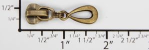 #5 Open Teardrop Auto-lock Slider with Pull - M750 for Metal (Antique Brass)