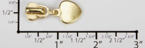 #5 Solid Heart Auto-lock Slider with Pull - M51Q for Metal (Brass)