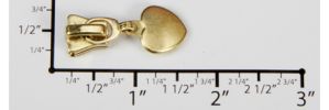 #5 Solid Heart Auto-lock Slider with Pull - M51Q  for Plastic (Brass)