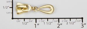 #5 Open Teardrop Auto-lock Slider with Pull - M750 for Plastic (Brass)