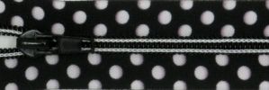 #5 Polka Dots White on Black Print Tape Coil Zipper